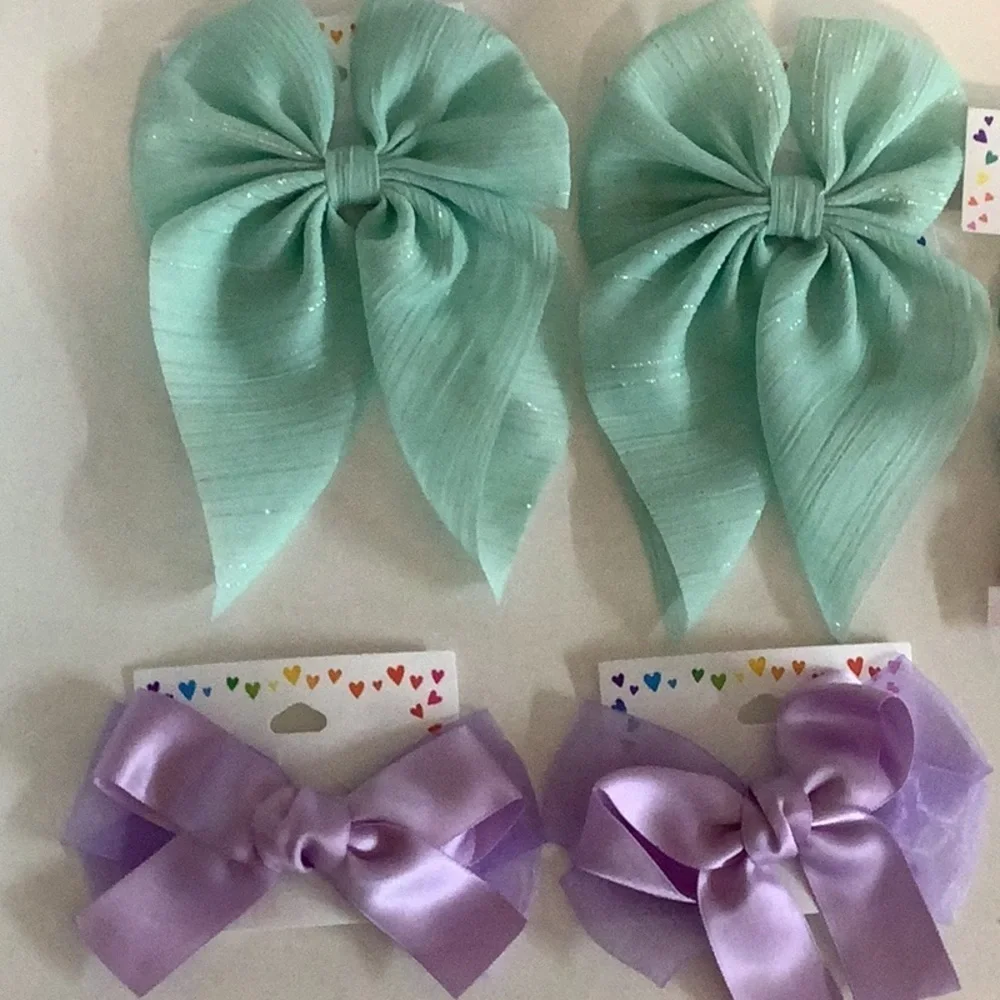 Claire's Mint and Lavender Hair Bow & Ties Bundle New